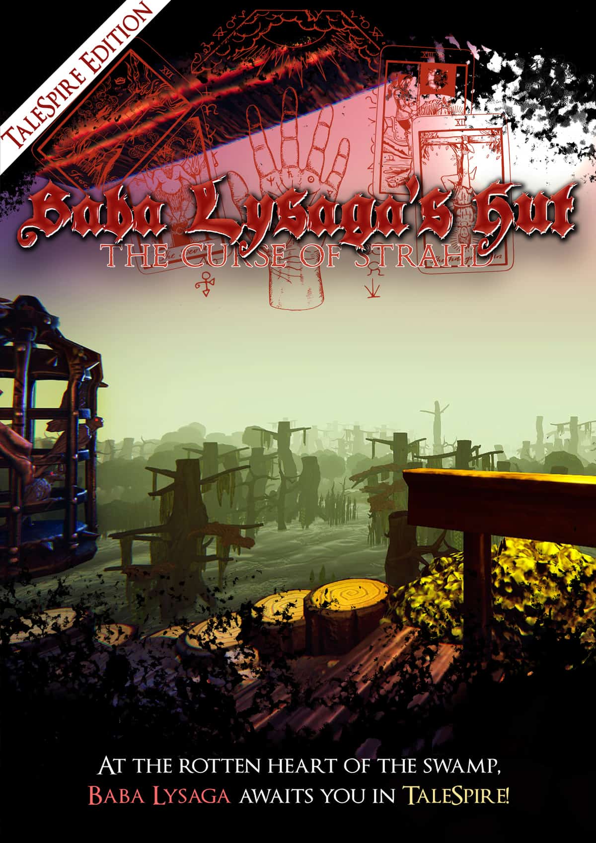 Baba Lysaga's Hut back cover showing the swamp and a warning that Baba Lysaga awaits