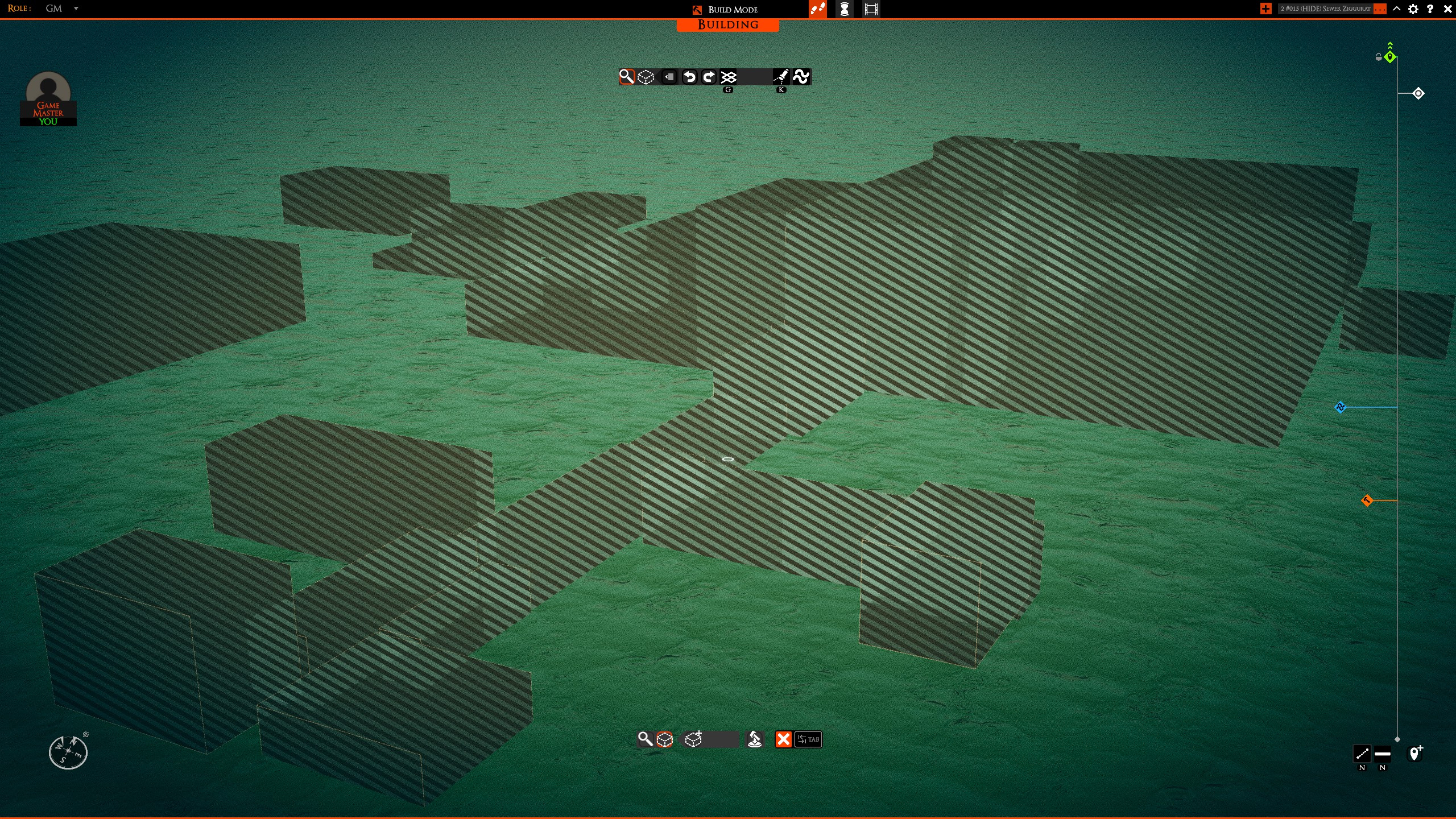 Pre-configured hide volumes covering the sewer tunnels