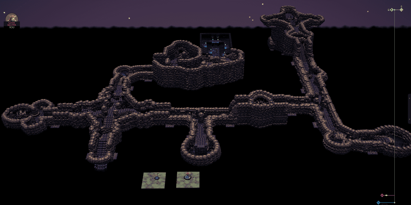 Overview of the winding cave floor and its exits