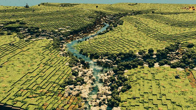 A rocky river ravine cutting through the grasslands